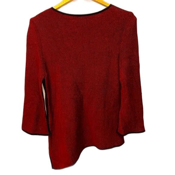 Jaskar Art To Wear Unique Red Black Cotton Blend Asymmetrical Tunic Top Size M - Picture 5 of 15